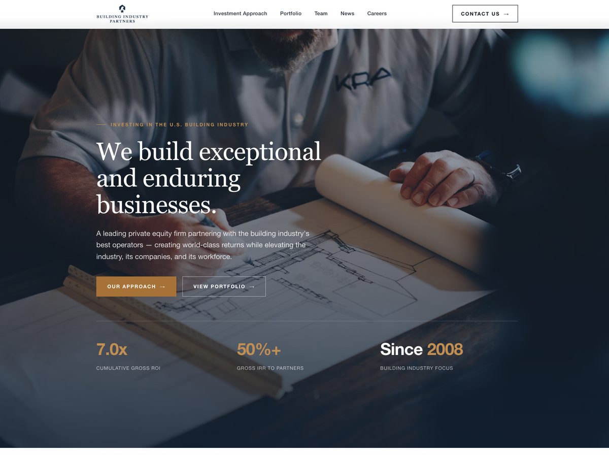 Building Industry Partners website — private equity firm homepage