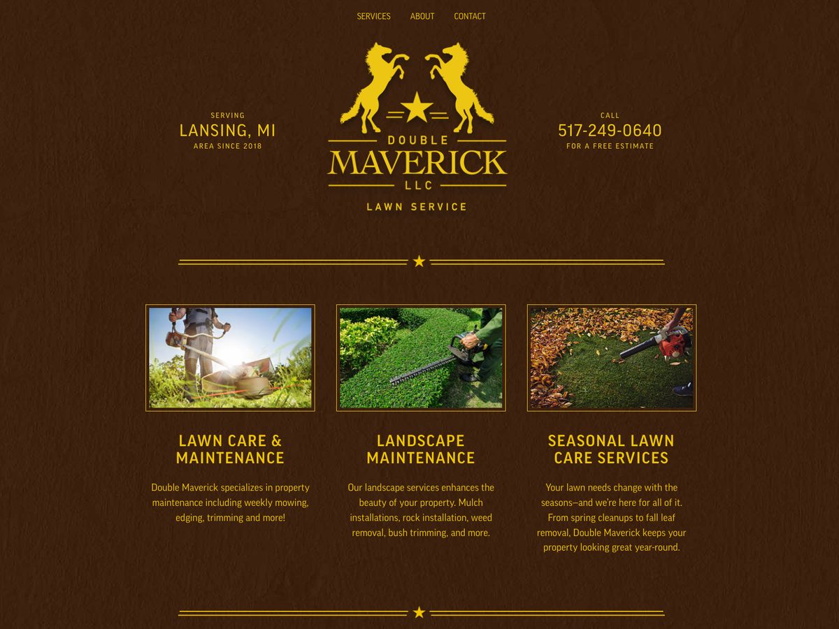 Double Maverick Lawns website — lawn care service homepage