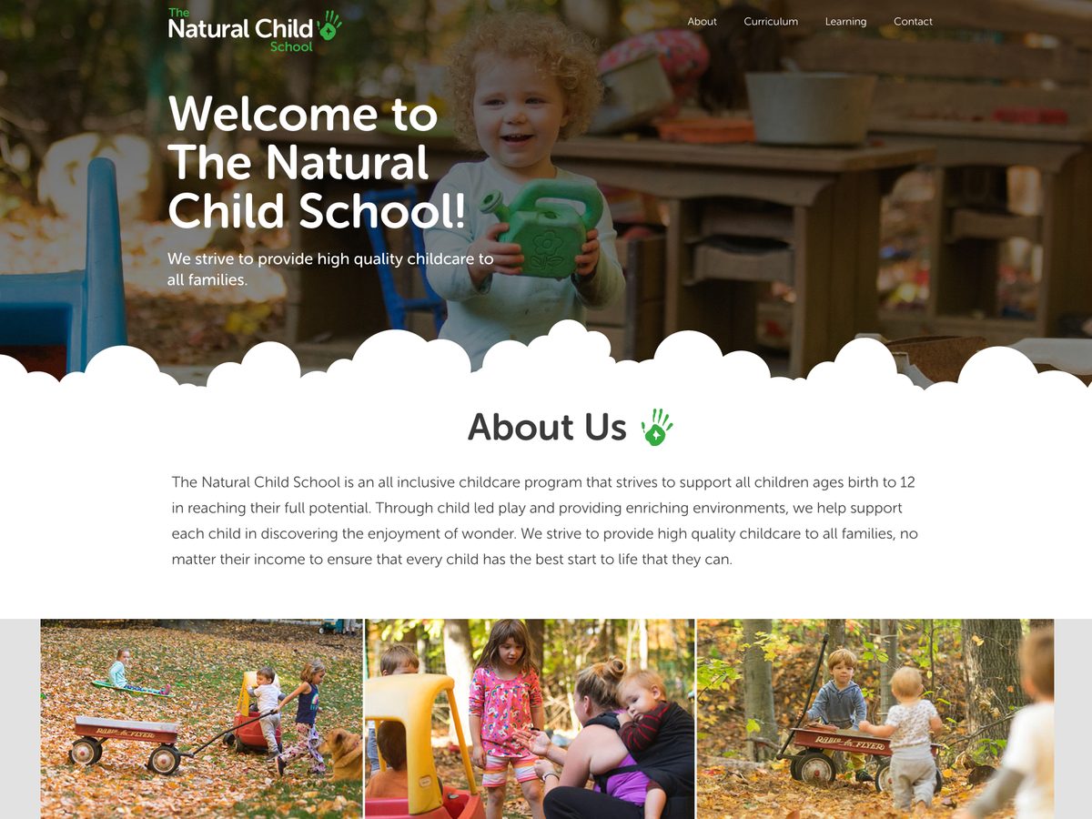 The Natural Child School website — childcare program homepage